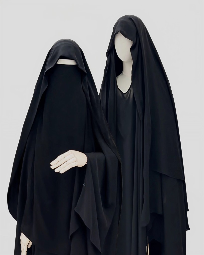 Flowing Black Abaya with Integrated Hijab
