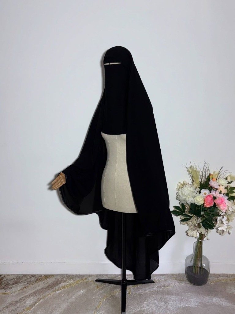 Flowing Black Draped Abaya